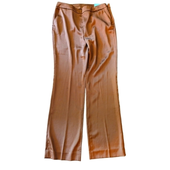 Chicos flex waist band satin classic modern Trousers bronze clay NWT sz 10 - Picture 8 of 9